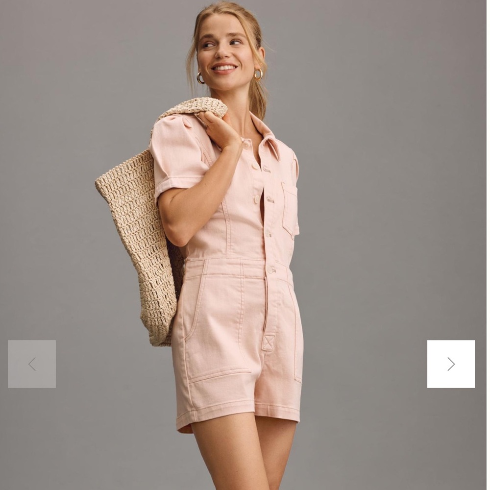 Anthropologie The Kit Utility Romper by Pilcro - Pink- Size 6